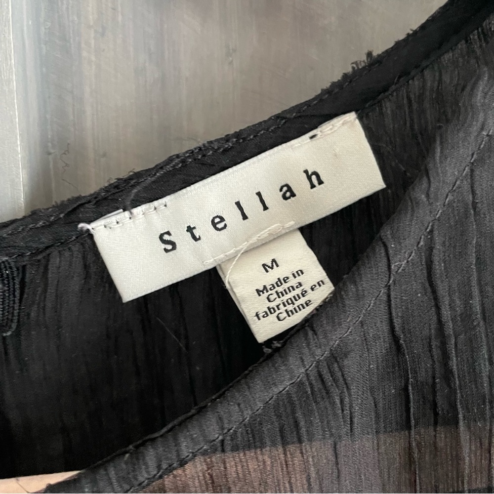 Stellah Ruffle Big‎ Dramatic Cuff Sheer Black Romantic Boho Blouse boho - Picture 7 of 9